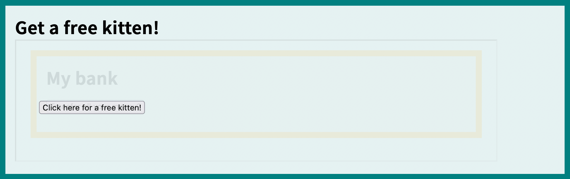 Screenshot einer Clickjacking-Website, die die Bankseite eingebettet zeigt.