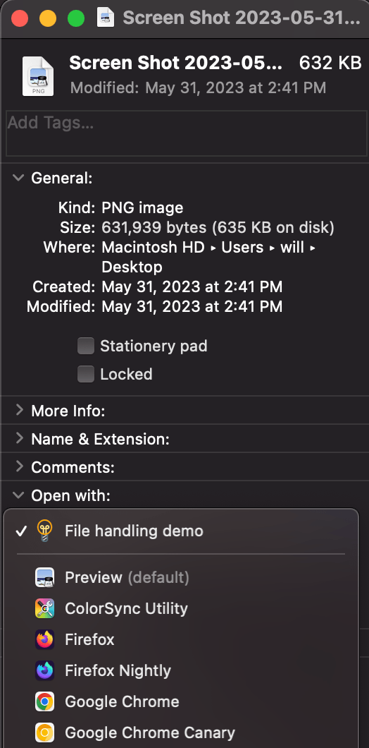 macOS で既定のハンドラーを選択