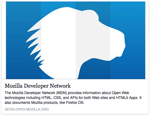 来自 MDN 主页的 OGP 数据在 facebook 上显示,含有图片、标题和描述。